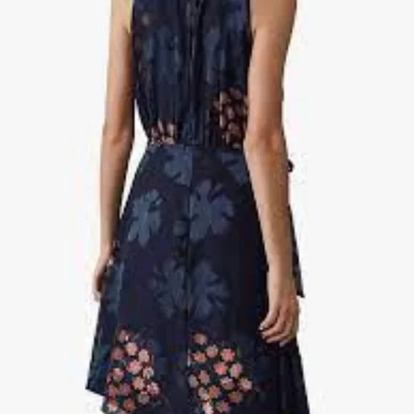 Reiss Lake Floral Halterneck Burnout Dress - Picture 2 of 4
